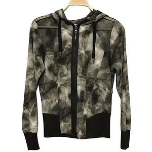 SIMPLY VERA WANG sz Small Rain Coat Lightweight Full Zip Jacket Hood Black Gray